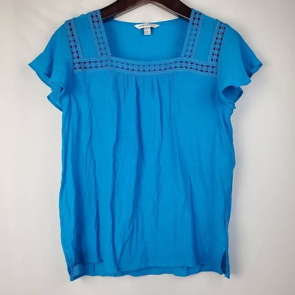 Counterparts Size Large Sleeveless Blue Top
